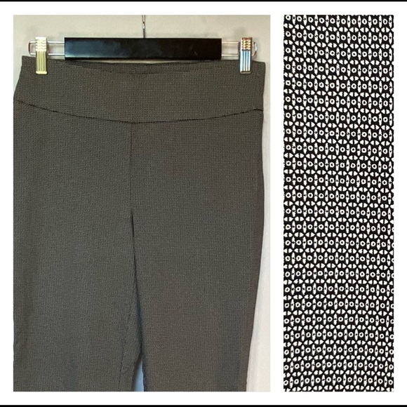 Hilary Radly Black & White Print Stretch Pull On Dressy Career Work Attire Pants - Picture 1 of 8